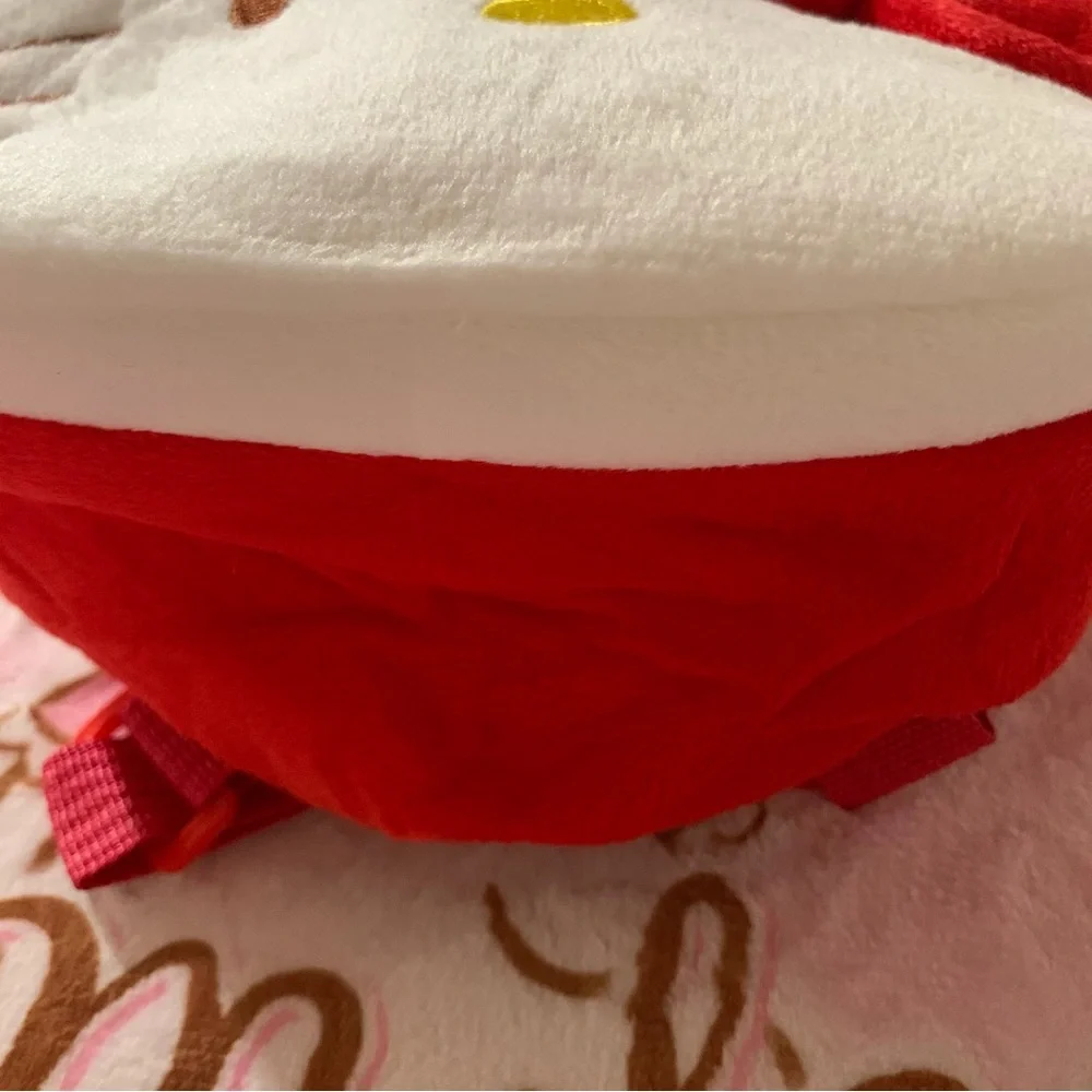 Hello Kitty Red and White Plush Mini Backpack with Front Pocket NWOT